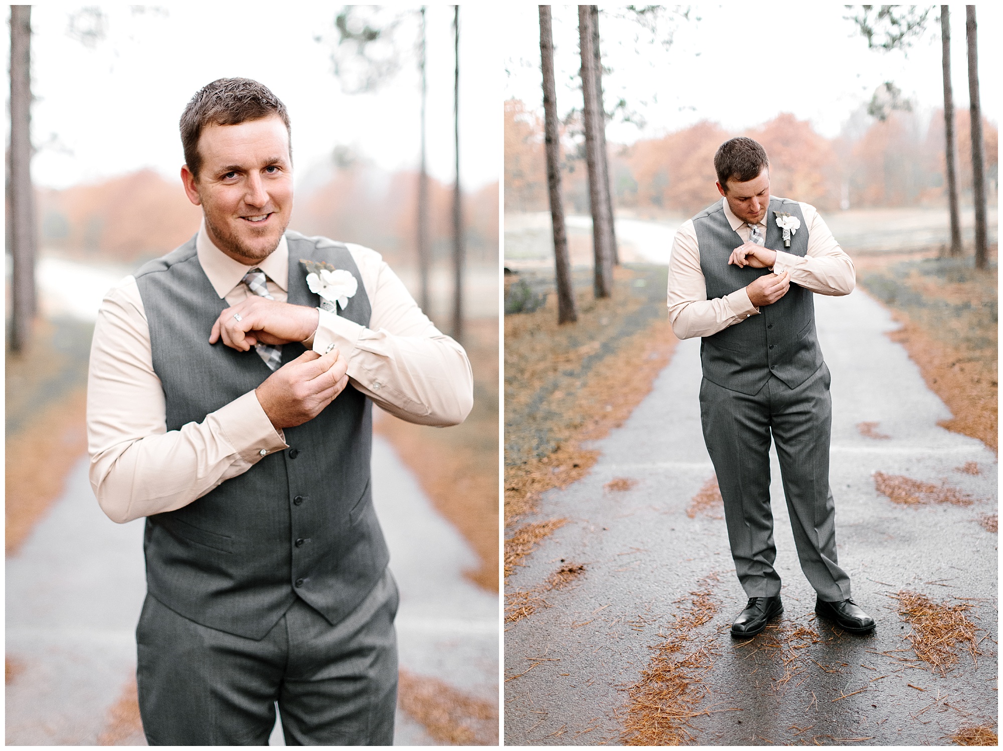 groom, wedding, outdoor, wisconsin, woods