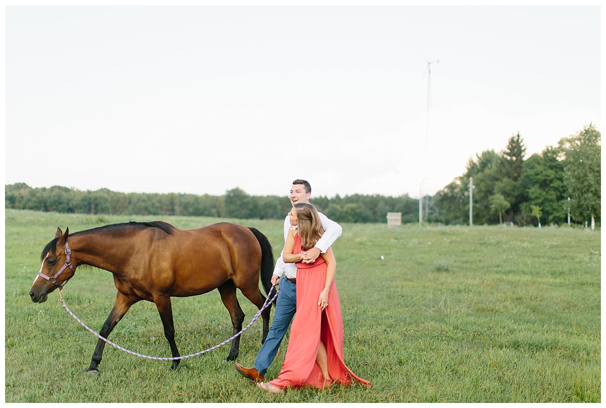 Grassy Field, Equestrian, Horse, Engagement Session, Stevens Point, Wisconsin, Appleton