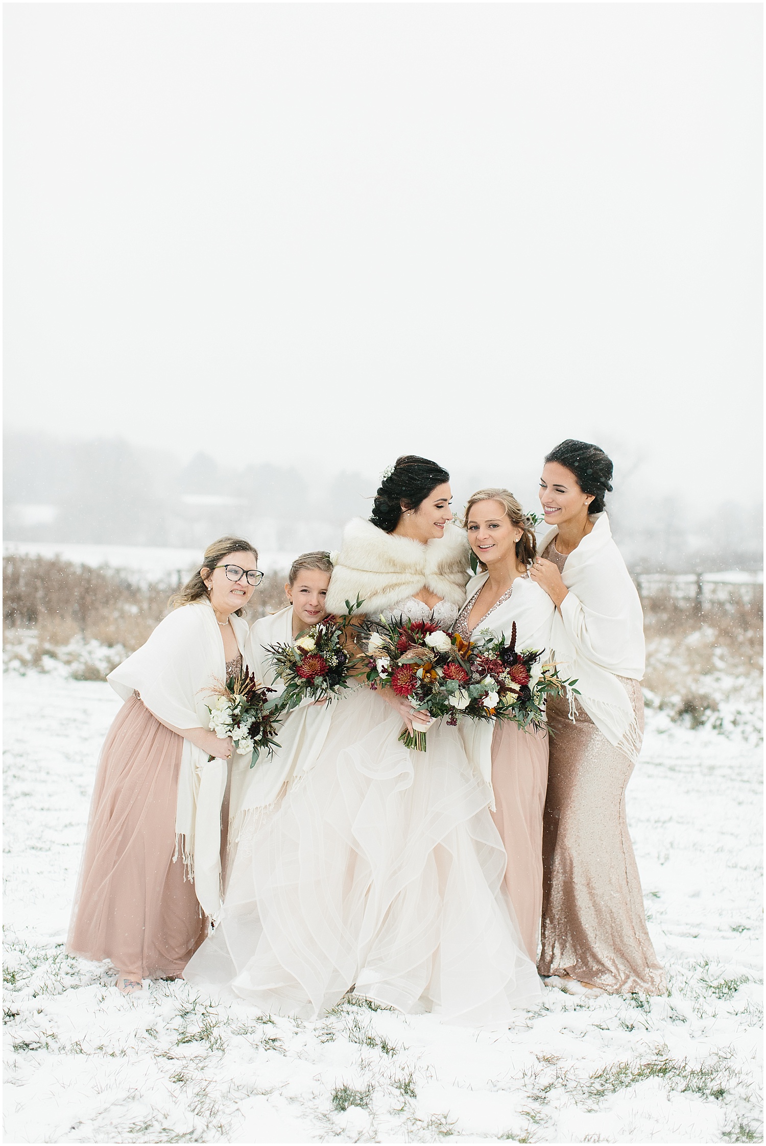 alysa rene photography, enchanted barn, hillsdale, eau claire, wisconsin, winter, wedding, snow, romantic, rose gold, outdoor, elopement